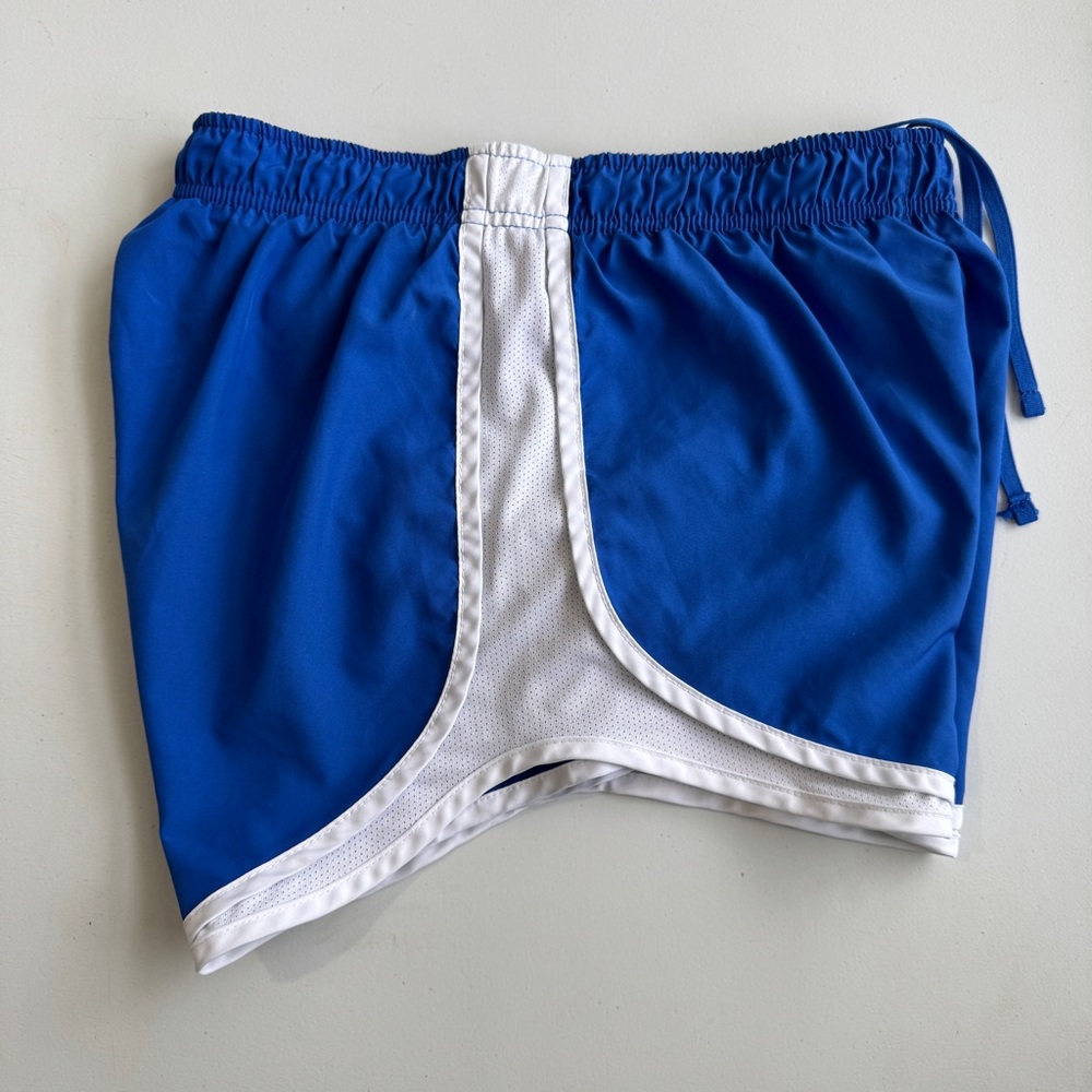 Nike Dri Fit Wom Small Blue & White Elastic Waist Athletic Lined Running Shorts - Picture 3 of 5